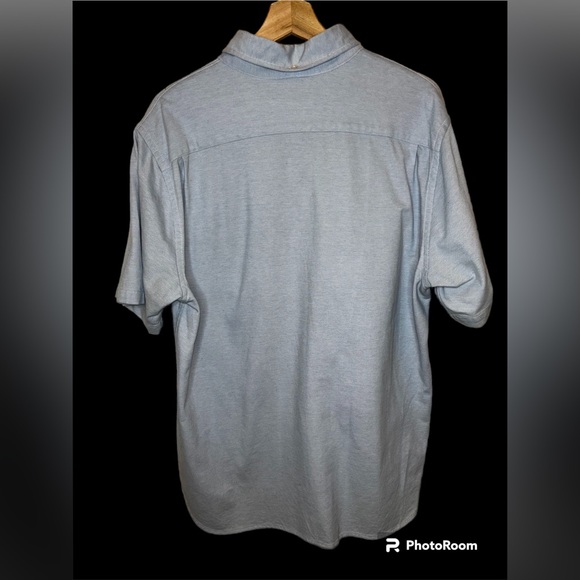 Buck Mason Mens Short Sleeve Polo Shirt Size XL Light Blue Button Down Collar - Picture 2 of 8
